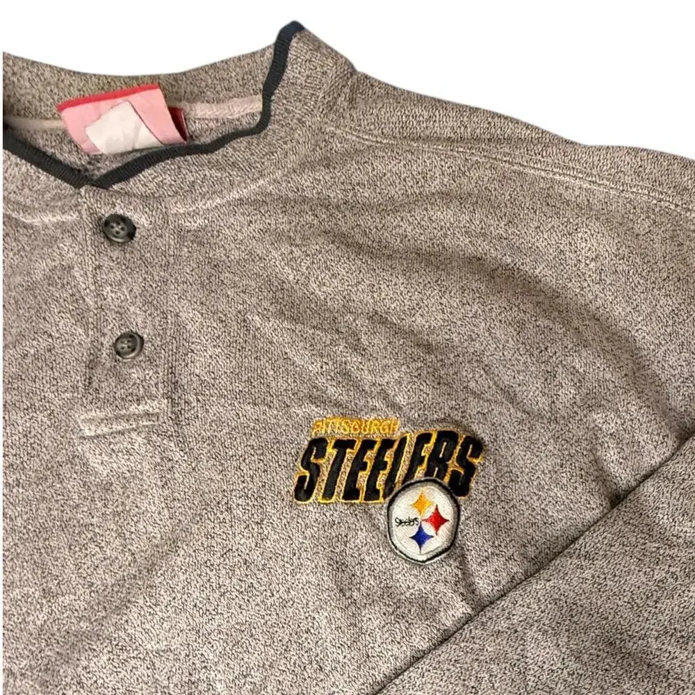 Pittsburgh Steelers NFL Henley Sweatshirt Mens XL Vintage Team Apparel - Picture 2 of 6